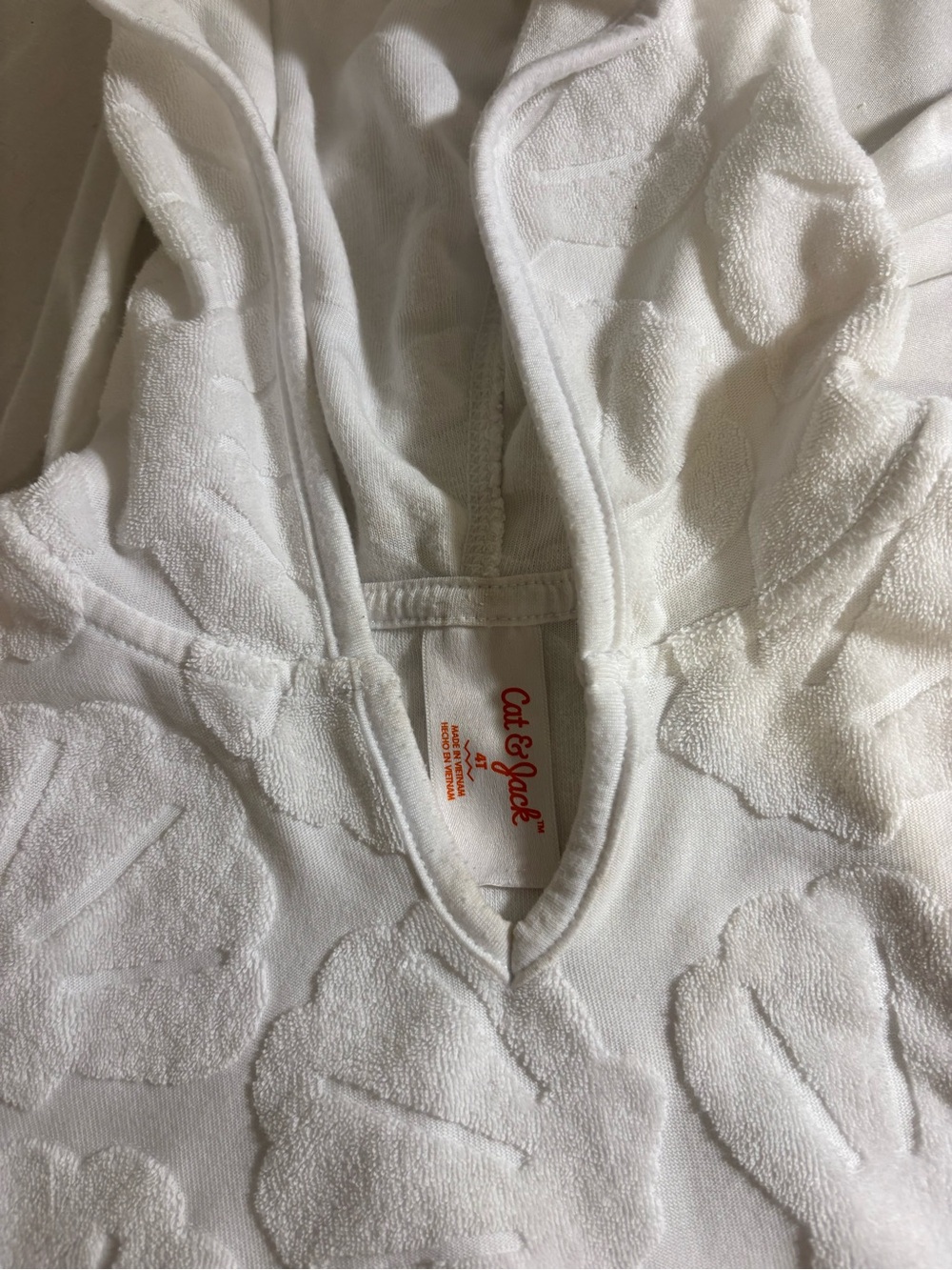 Cat & Jack White Hooded Terry One-Piece Swim Coverup